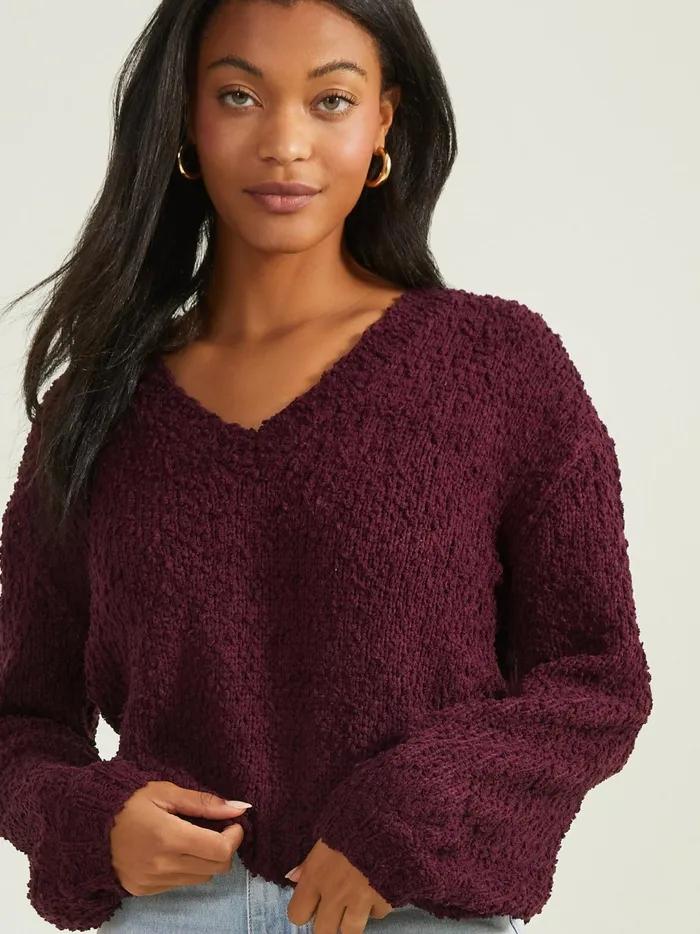 Women Sydney Popcorn Pullover Wine Altar039d State Sweaters