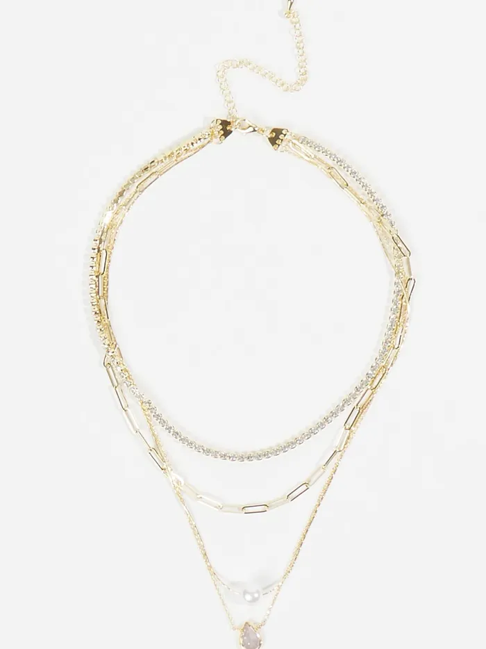 Women Teardrop Pendant Layered Necklace Gold Altar039d State Jewelry