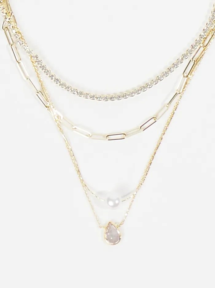 Women Teardrop Pendant Layered Necklace Gold Altar039d State Jewelry