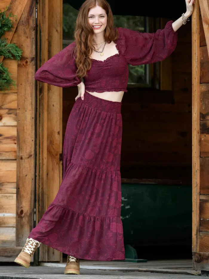 Women Veron Floral Smocked Top Raisin Altar039d State Blouses