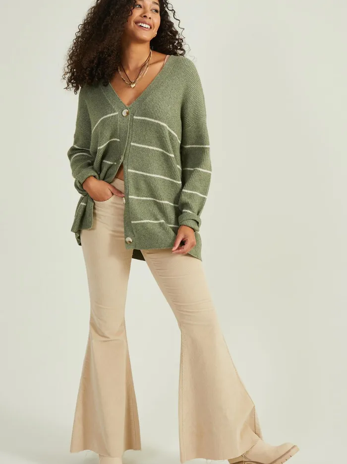 Women Vienna Striped Cardigan Creamolive Altar039d State Sweaters