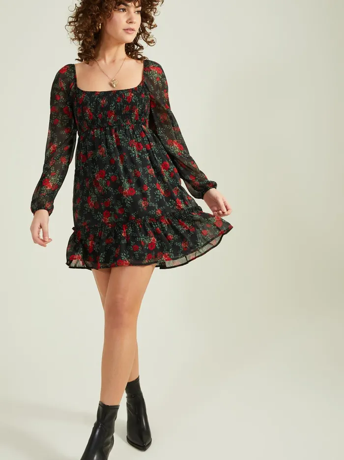 Women Violet Floral Dress Black Altar039d State Casual