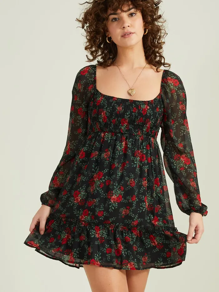 Women Violet Floral Dress Black Altar039d State Casual