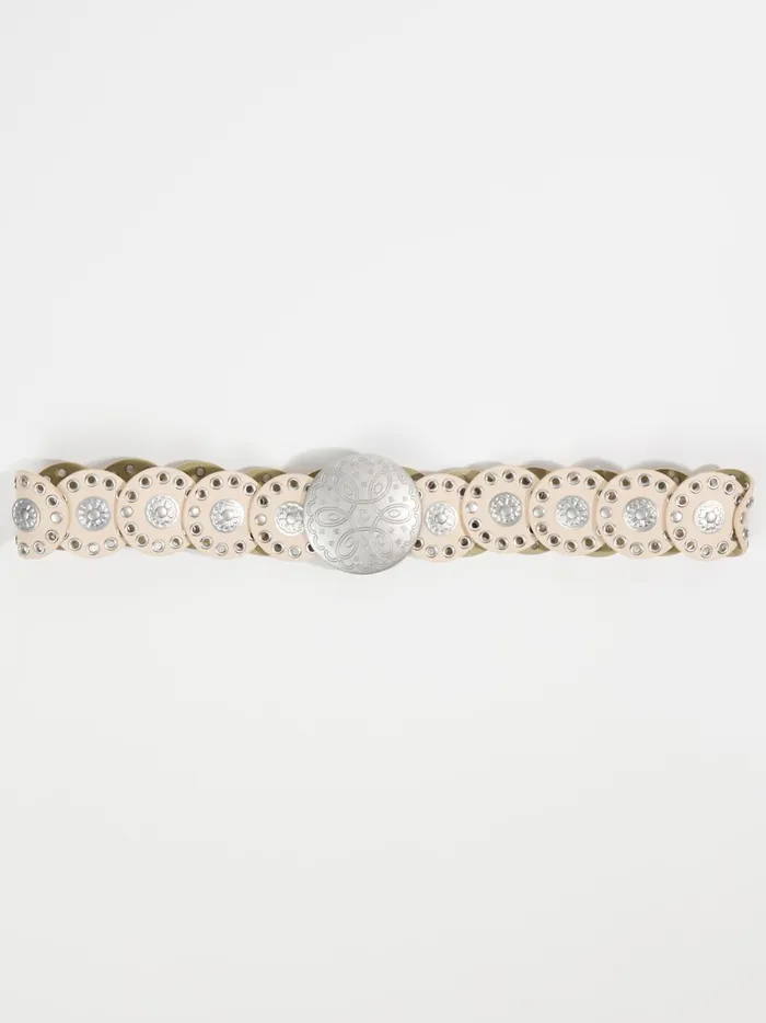 Women Western Cut Out Coin Buckle Belt Ivory Altar039d State Belts