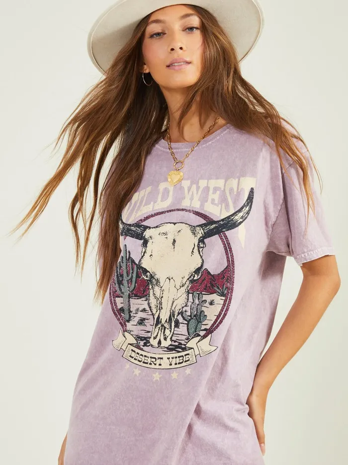 Women Wild West Graphic Tee Elderberry Altar039d State Graphics