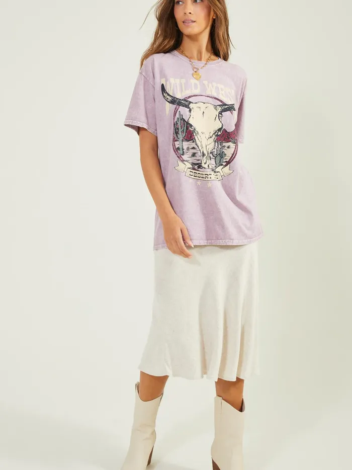 Women Wild West Graphic Tee Elderberry Altar039d State Graphics