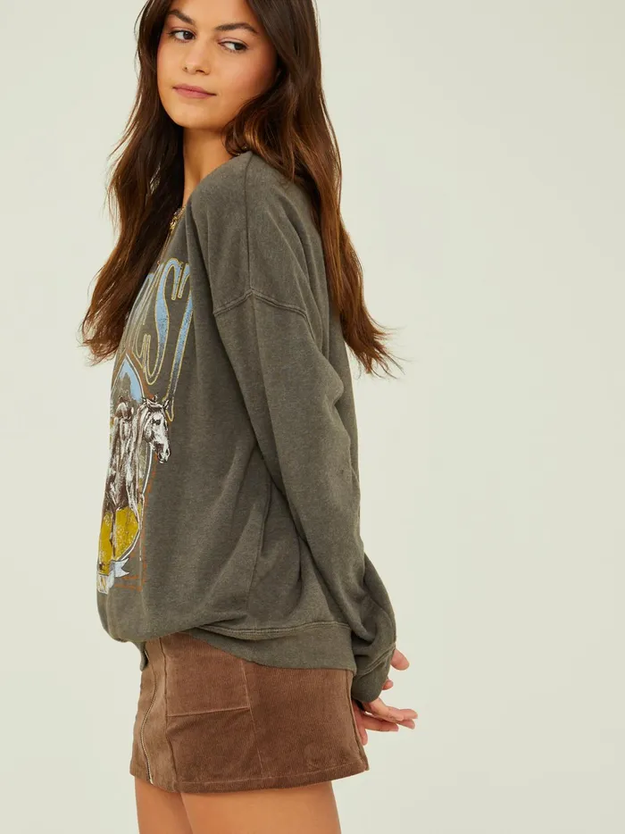 Women Wild West Oversized Sweatshirt Charcoal Altar039d State Graphics