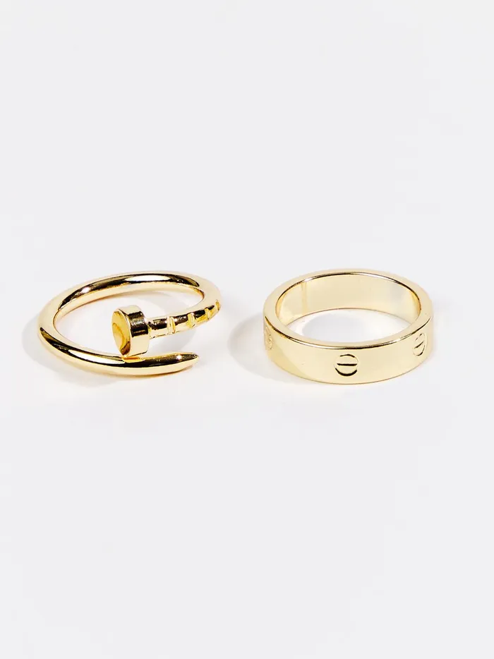 Women Wrapped Nail Ring Set Gold Altar039d State Jewelry