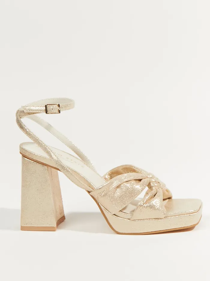 Women Zoey Suede Knotted Heels Gold Altar039d State Heels