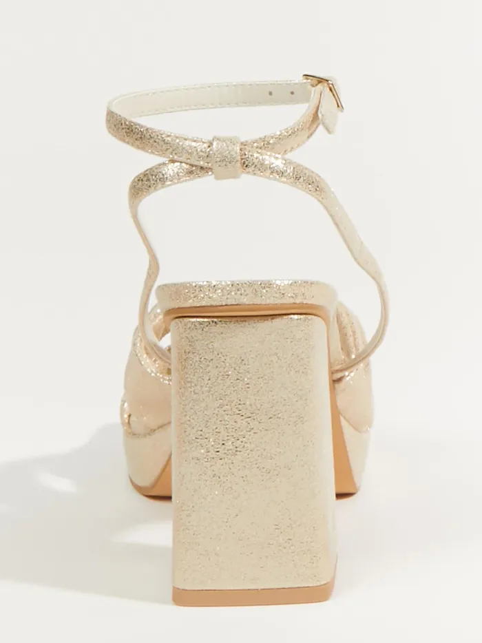 Women Zoey Suede Knotted Heels Gold Altar039d State Heels
