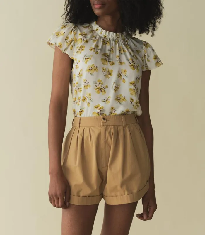 YVIE TOP Gold Frolicking Floral Shop DEN Tops