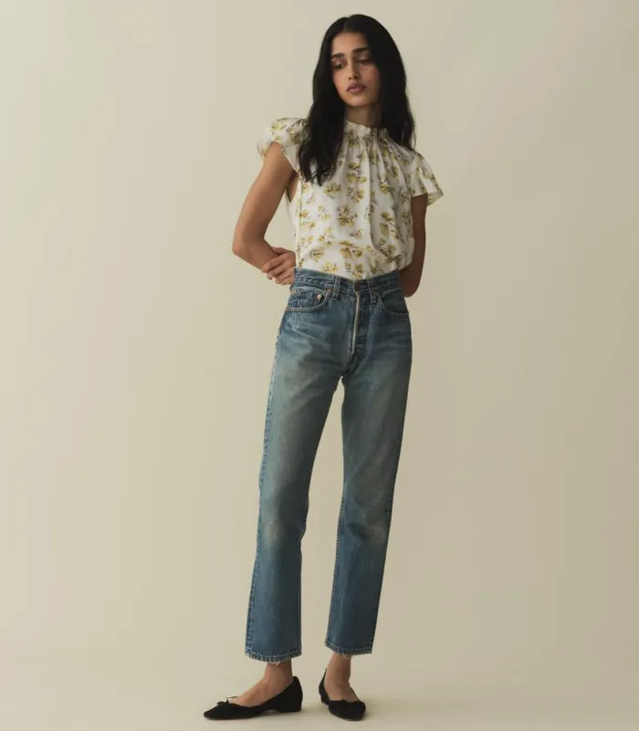 YVIE TOP Gold Frolicking Floral Shop DEN Tops