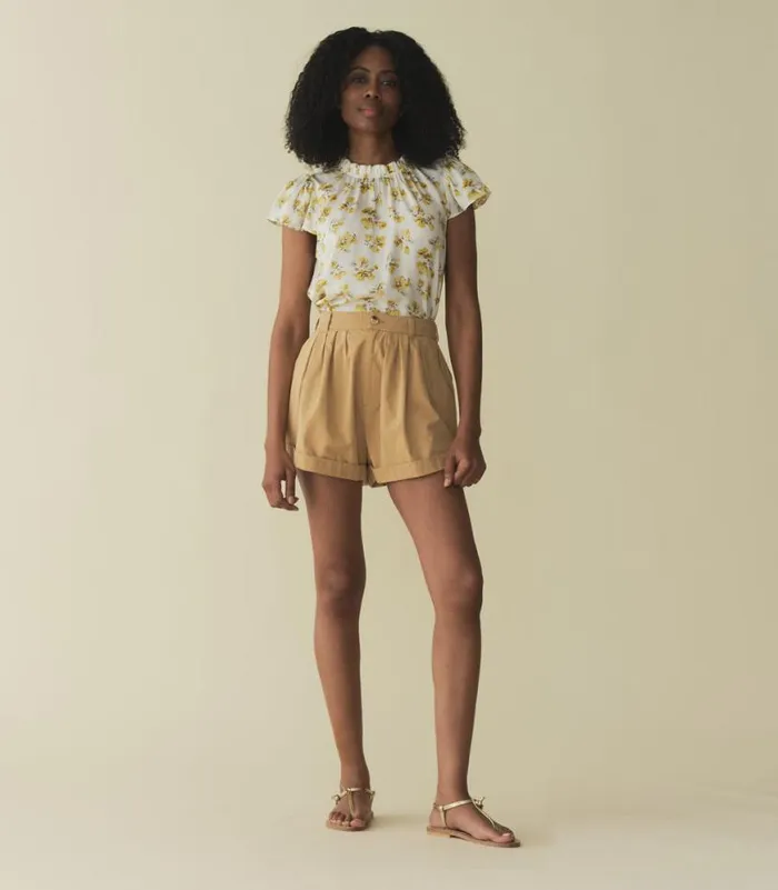 YVIE TOP Gold Frolicking Floral Shop DEN Tops
