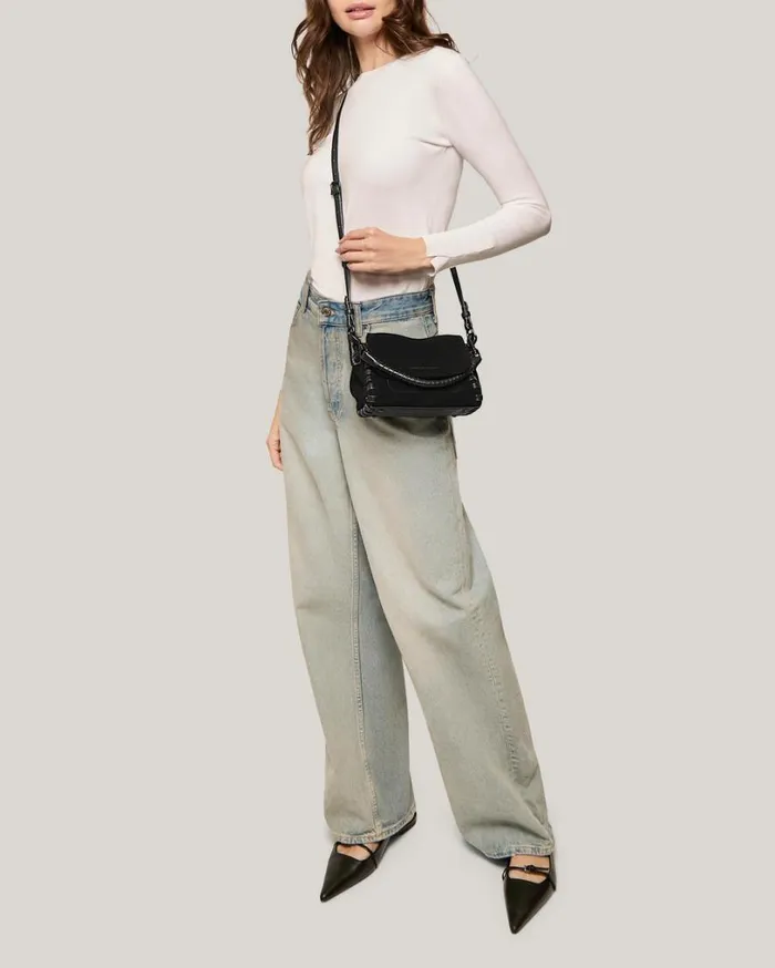 Zen Mini Crossbody Black Suede Women Aimee Kestenberg Crossbody Bags