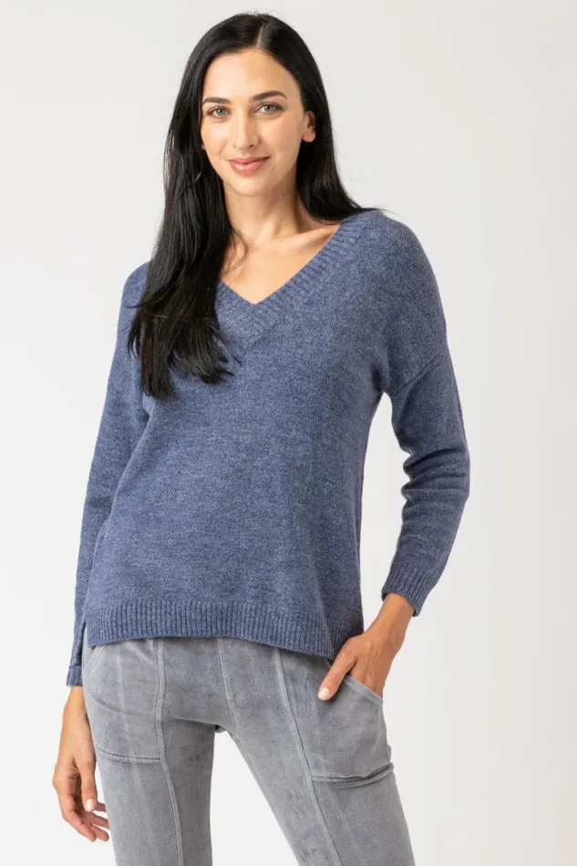 Zoya VNeck Sweater Naval Heather Clothing XCVI Sweaters