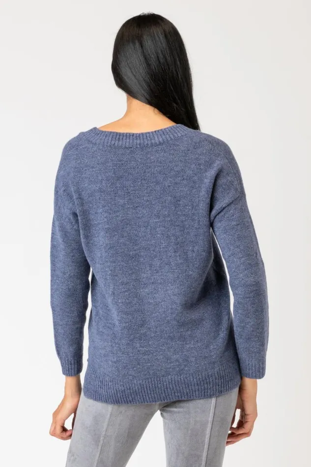Zoya VNeck Sweater Naval Heather Clothing XCVI Sweaters