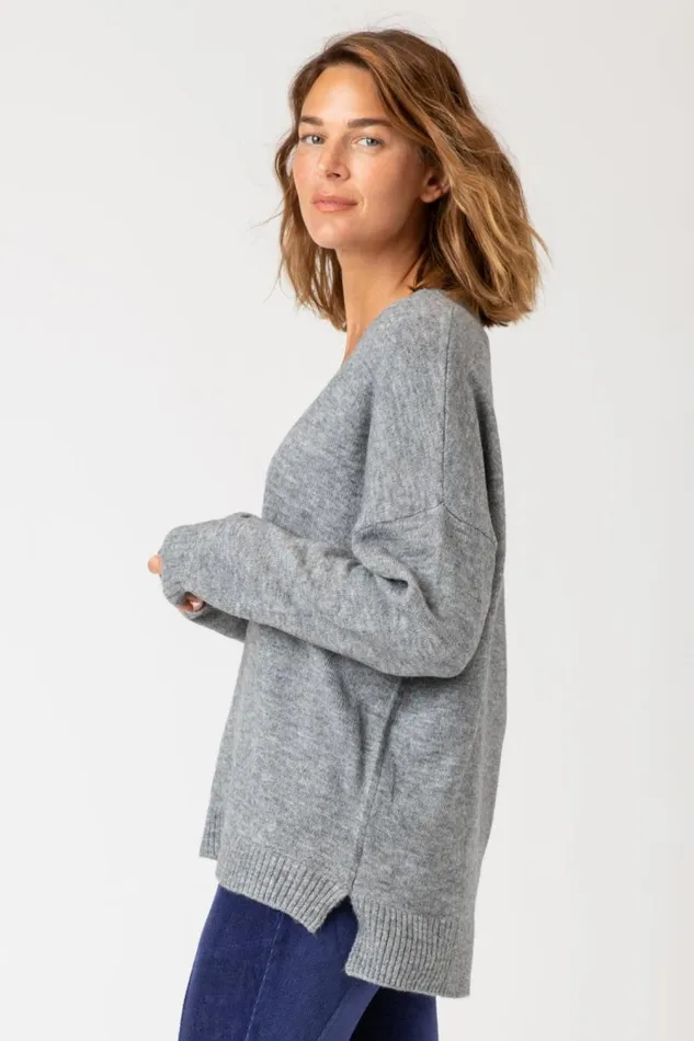 Zoya VNeck Sweater Slate Heather Clothing XCVI Sweaters