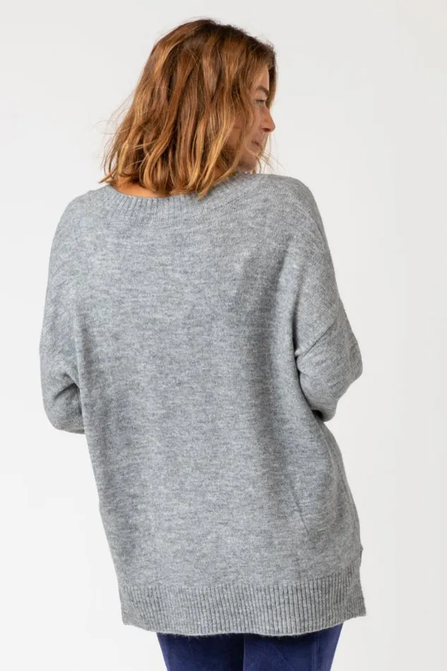 Zoya VNeck Sweater Slate Heather Clothing XCVI Sweaters